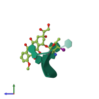 PDB entry 1ims coloured by chain, side view.