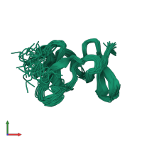 PDB entry 1imt coloured by chain, ensemble of 39 models, front view.