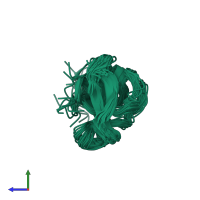 PDB entry 1imt coloured by chain, ensemble of 39 models, side view.