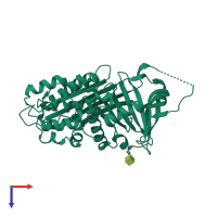 PDB entry 1imv coloured by chain, top view.