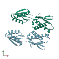 PDB entry 1in0 coloured by chain, front view.