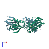 PDB entry 1in0 coloured by chain, top view.