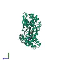 PDB entry 1in6 coloured by chain, side view.