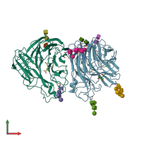 PDB entry 1inh coloured by chain, front view.
