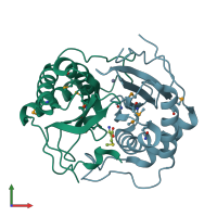 PDB entry 1inn coloured by chain, front view.