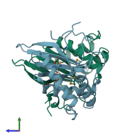 PDB entry 1inn coloured by chain, side view.