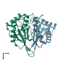 PDB entry 1inn coloured by chain, top view.
