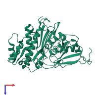 PDB entry 1inp coloured by chain, top view.