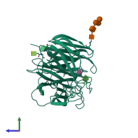 PDB entry 1inx coloured by chain, side view.