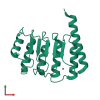 PDB entry 1io0 coloured by chain, front view.