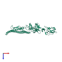 PDB entry 1io1 coloured by chain, top view.