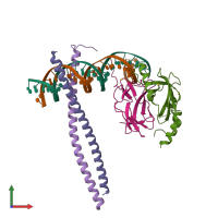 PDB entry 1io4 coloured by chain, front view.