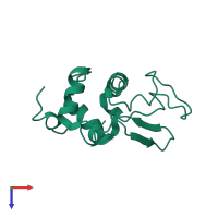 PDB entry 1io5 coloured by chain, top view.