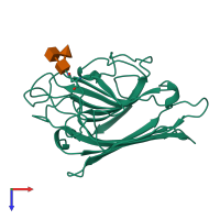 Monomeric assembly 2 of PDB entry 1ioa coloured by chemically distinct molecules, top view.