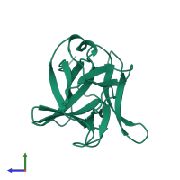 PDB entry 1iob coloured by chain, side view.
