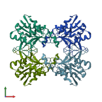 PDB entry 1iof coloured by chain, front view.