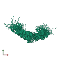 PDB entry 1ioj coloured by chain, ensemble of 18 models, front view.