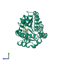 PDB entry 1iol coloured by chain, side view.