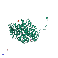 PDB entry 1iom coloured by chain, top view.