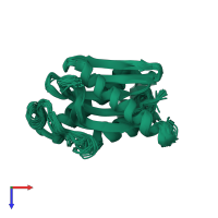 PDB entry 1iou coloured by chain, ensemble of 20 models, top view.
