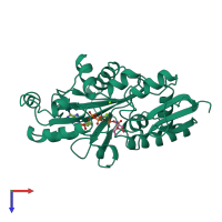 PDB entry 1iov coloured by chain, top view.