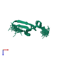 PDB entry 1iox coloured by chain, ensemble of 40 models, top view.