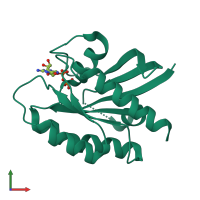 PDB entry 1ioz coloured by chain, front view.