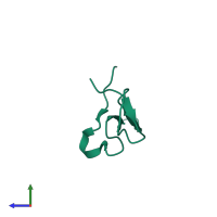 PDB entry 1ip0 coloured by chain, side view.