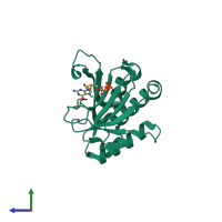 PDB entry 1ipc coloured by chain, side view.