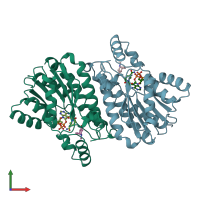 PDB entry 1ipf coloured by chain, front view.