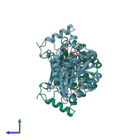 PDB entry 1ipf coloured by chain, side view.