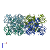 PDB entry 1iph coloured by chain, top view.