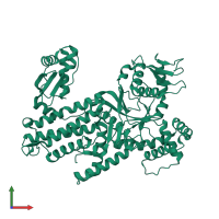 PDB entry 1iq0 coloured by chain, front view.