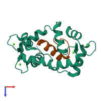 PDB entry 1iq5 coloured by chain, top view.