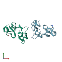 PDB entry 1iqb coloured by chain, front view.