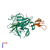 PDB entry 1iqh coloured by chain, top view.