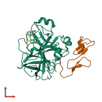PDB entry 1iqk coloured by chain, front view.