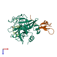 PDB entry 1iqm coloured by chain, top view.
