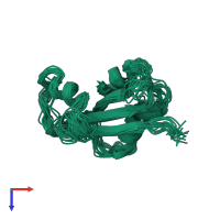 PDB entry 1iqo coloured by chain, ensemble of 20 models, top view.