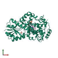 PDB entry 1iqr coloured by chain, front view.