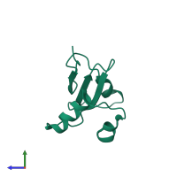 PDB entry 1iqs coloured by chain, side view.