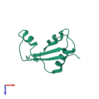 PDB entry 1iqs coloured by chain, top view.