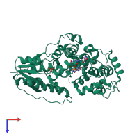 PDB entry 1iqu coloured by chain, top view.