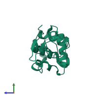 PDB entry 1ir7 coloured by chain, side view.
