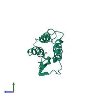 PDB entry 1irl coloured by chain, side view.