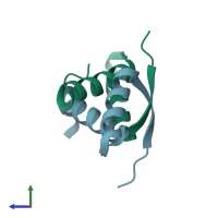 PDB entry 1irq coloured by chain, side view.