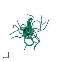 PDB entry 1irr coloured by chain, ensemble of 20 models, side view.