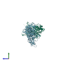 PDB entry 1irx coloured by chain, side view.