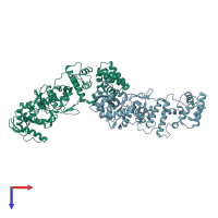 PDB entry 1irx coloured by chain, top view.
