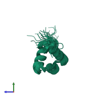 PDB entry 1irz coloured by chain, ensemble of 15 models, side view.